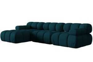 Modrá čalouněná rohová pohovka MICADONI Bellis 282 cm