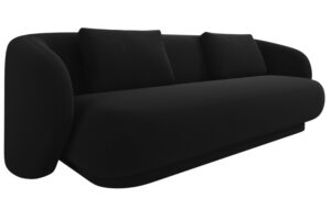 Cosmopolitan Design Černá sametová trojmístná pohovka Camden 204 cm