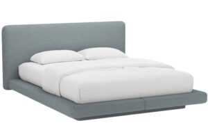 Micadoni Světle modrá dvoulůžková postel Linea 200 x 200 cm