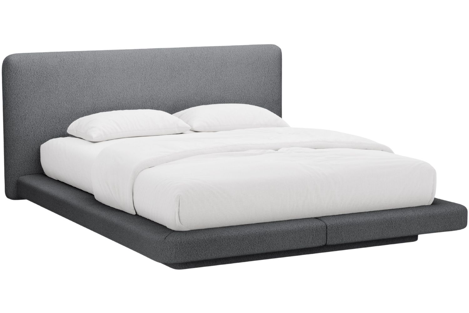 Micadoni Šedá bouclé dvoulůžková postel Linea 180 x 200 cm