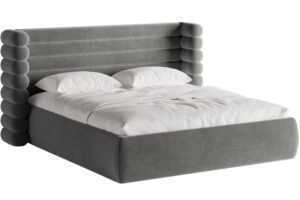 Micadoni Šedá sametová dvoulůžková postel Mount 160 x 200 cm