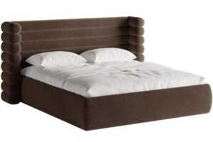 Micadoni Hnědá sametová dvoulůžková postel Mount 160 x 200 cm