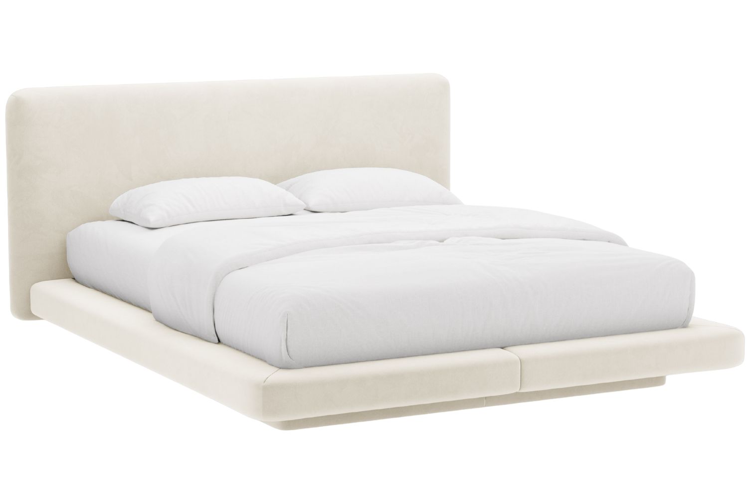 Micadoni Béžová sametová dvoulůžková postel Linea 160 x 200 cm