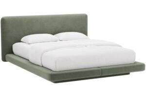 Micadoni Zelená sametová dvoulůžková postel Linea 160 x 200 cm