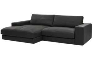 Bobochic Paris Černá kožená rohová pohovka Leonard 274 cm