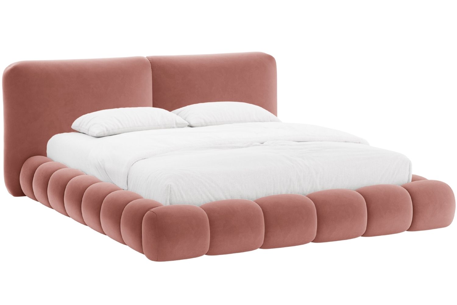 Micadoni Růžová sametová dvoulůžková postel Solange 160 x 200 cm