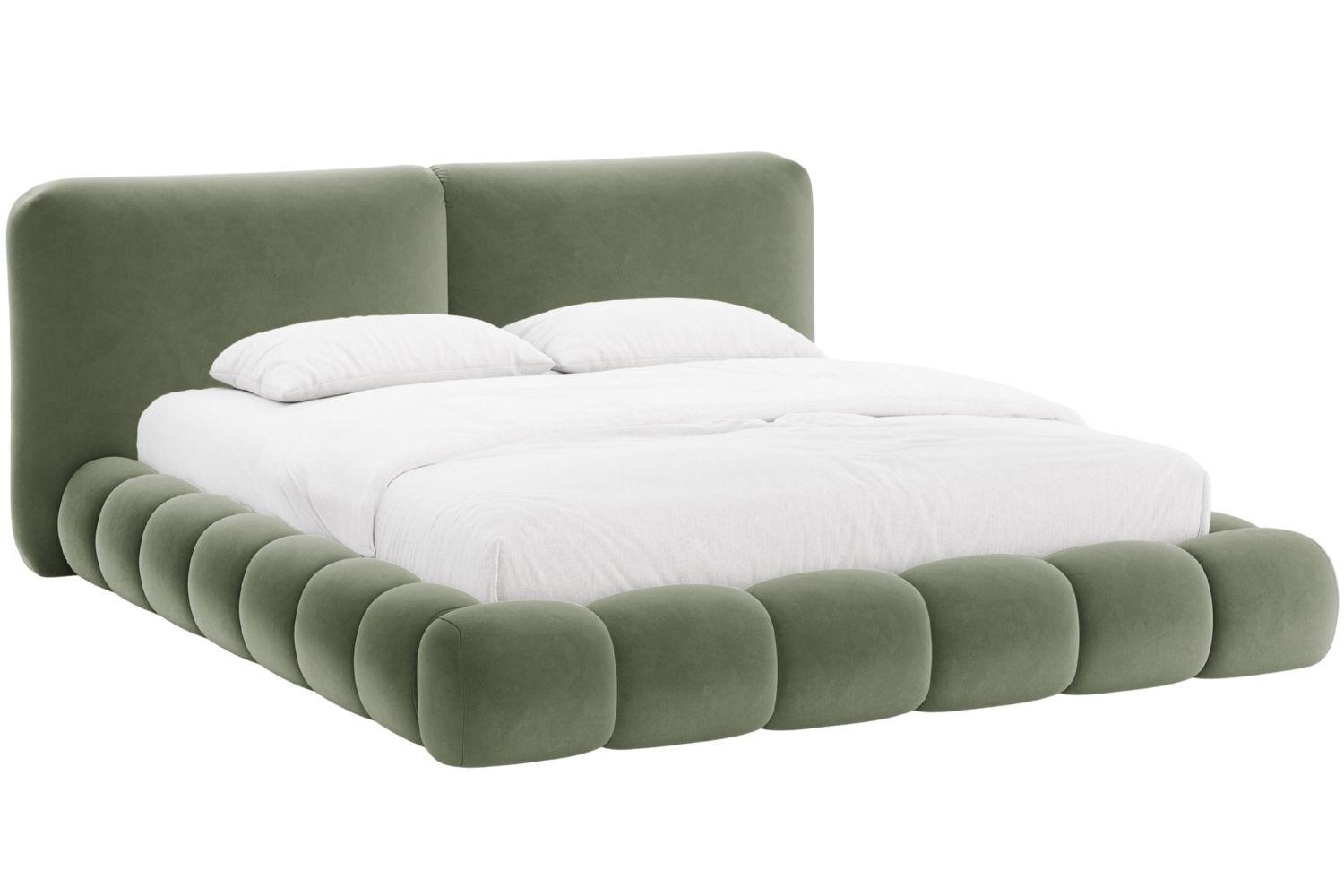 Micadoni Zelená sametová dvoulůžková postel Solange 180 x 200 cm