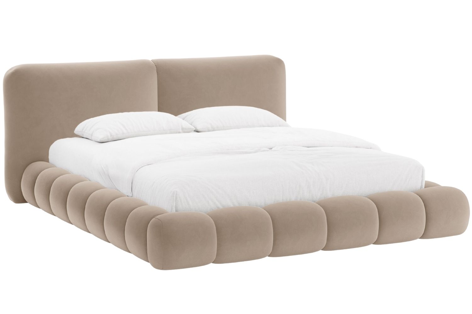 Micadoni Tmavě béžová sametová dvoulůžková postel Solange 180 x 200 cm