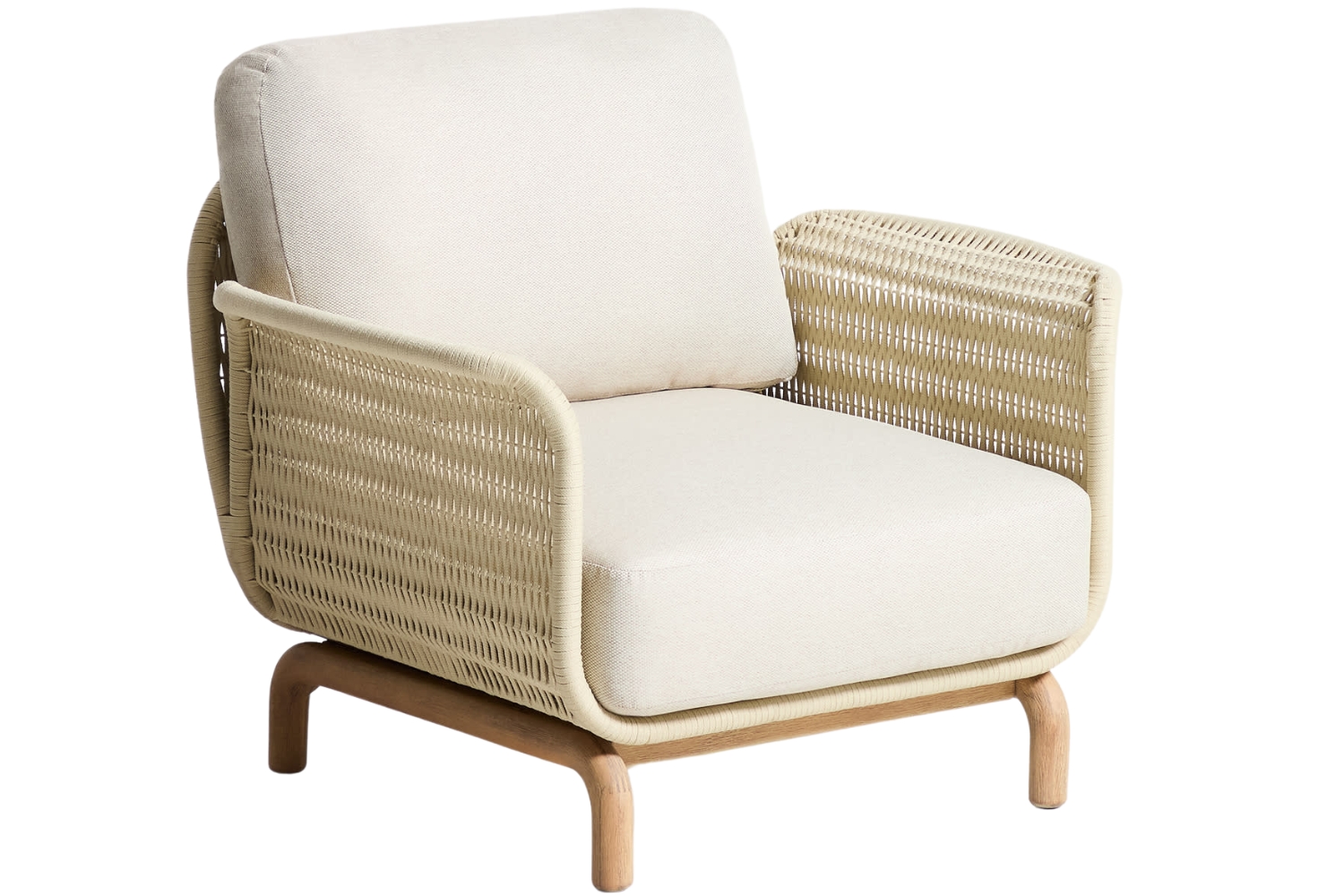 Kave Home Dřevěné zahradní křeslo Alipa s béžovým výpletem