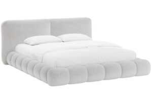 Micadoni Světle šedá žinylková dvoulůžková postel Solange 160 x 200 cm