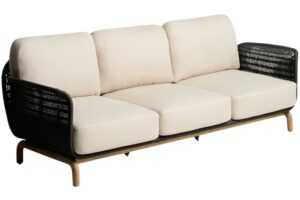 Kave Home Dřevěná zahardní pohovka Alipa 235 cm s tmavě šedým výpletem