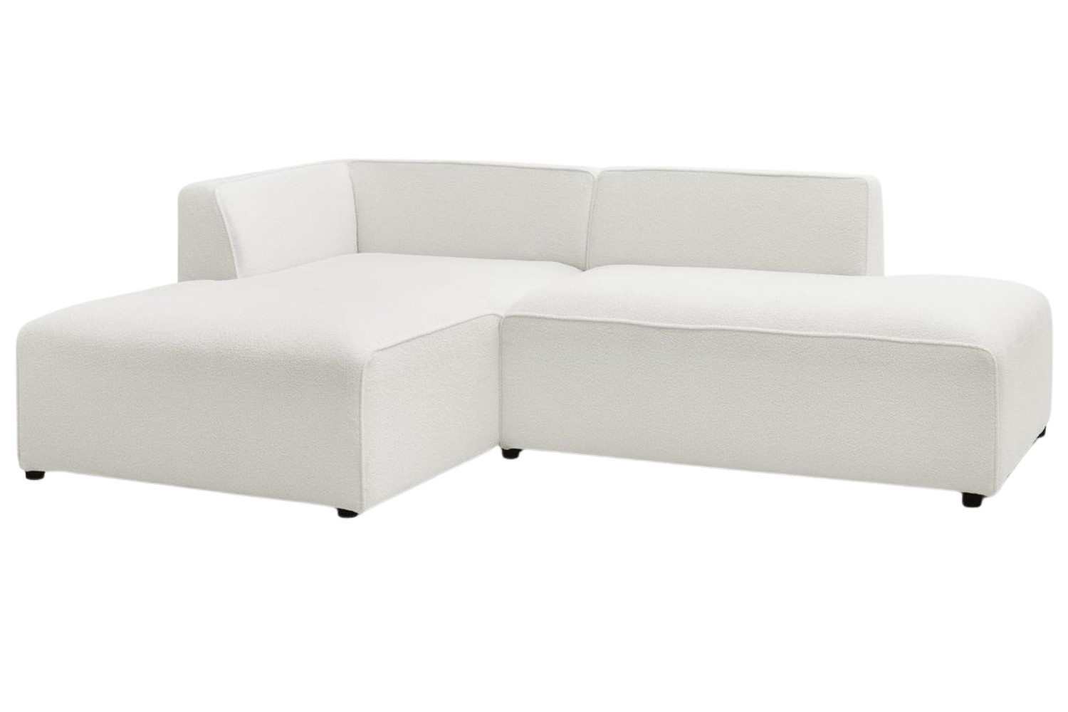 Bobochic Paris Bílá bouclé rohová pohovka Megeve 250 cm
