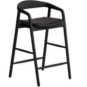 Kave Home Černá barová židle Derile 65 cm s výpletem