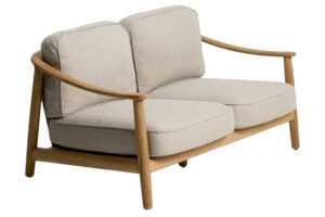 Kave Home Dřevěná zahradní dvoumístná pohovka Elunda 149 cm s výpletem