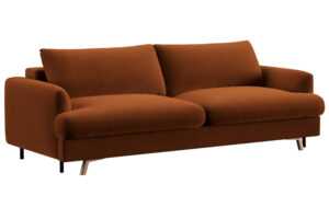 Micadoni Terakotově oranžová sametová rozkládací pohovka Naomi 233 cm