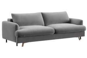 Micadoni Šedá sametová rozkládací pohovka Naomi 233 cm