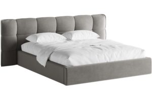 Micadoni Šedá sametová dvoulůžková postel Eric 160 x 200 cm s úložným prostorem