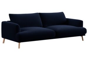 Micadoni Tmavě modrá sametová trojmístná pohovka Naomi 200 cm