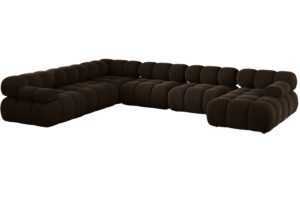 Micadoni Hnědá sametová rohová pohovka Bellis 376 cm