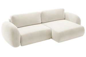 Maison Heritage Krémově bílá sametová rozkládací pohovka Kora 262 cm