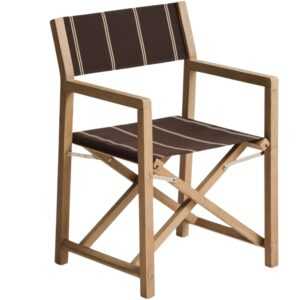 Kave Home Dřevěná zahradní skládací židle Vilara s hnědo-béžovým sedákem