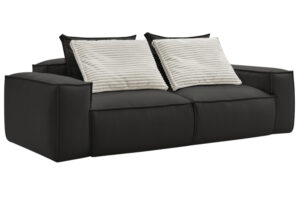 Bobochic Paris Černá koženková trojmístná pohovka Boheme 260 cm