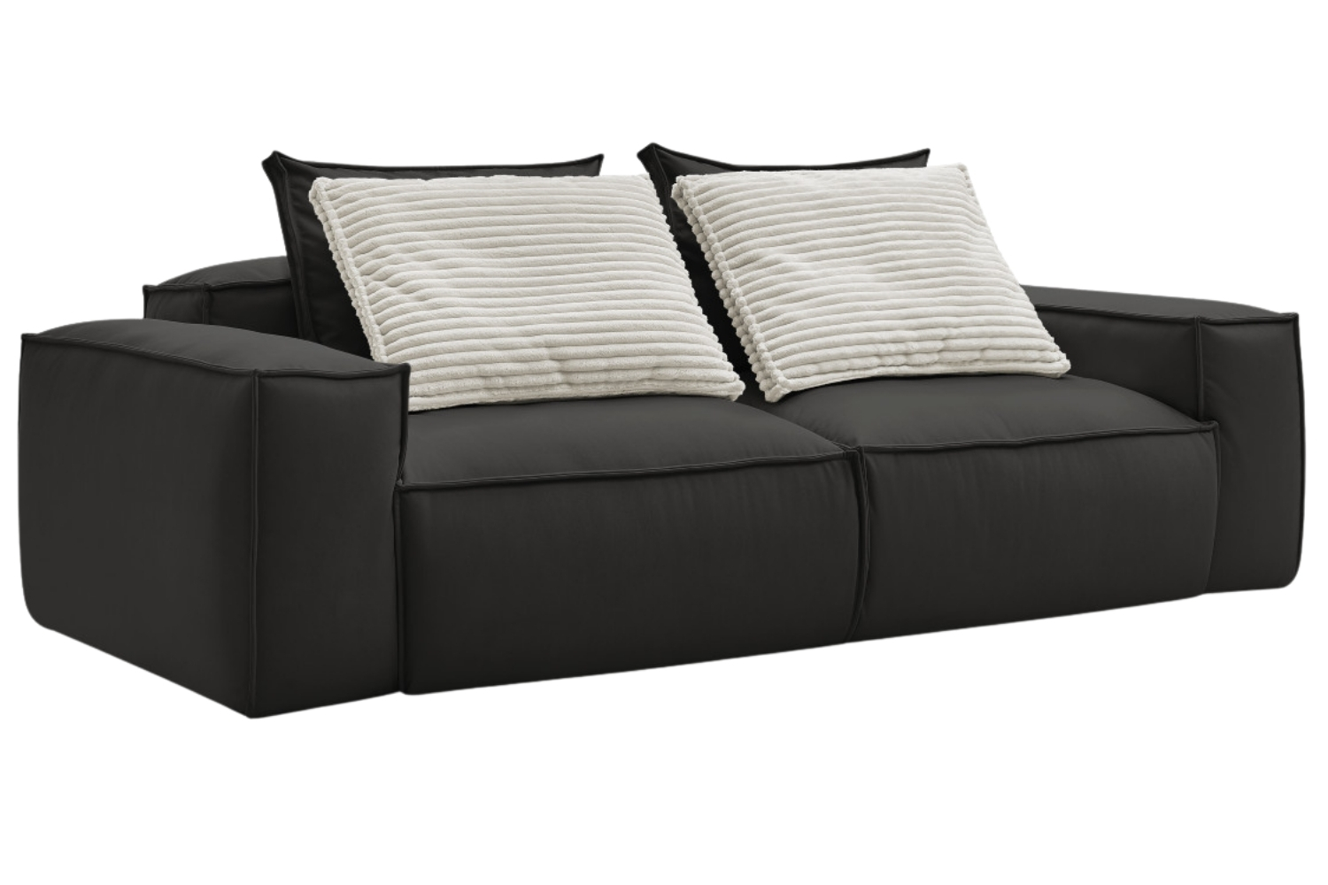 Bobochic Paris Černá koženková trojmístná pohovka Boheme 260 cm