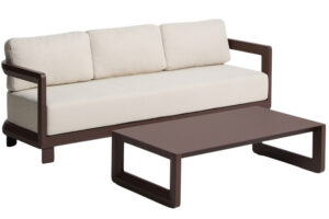 Kave Home Hnědo-béžový zahradní set pohovky a stolku Nerano