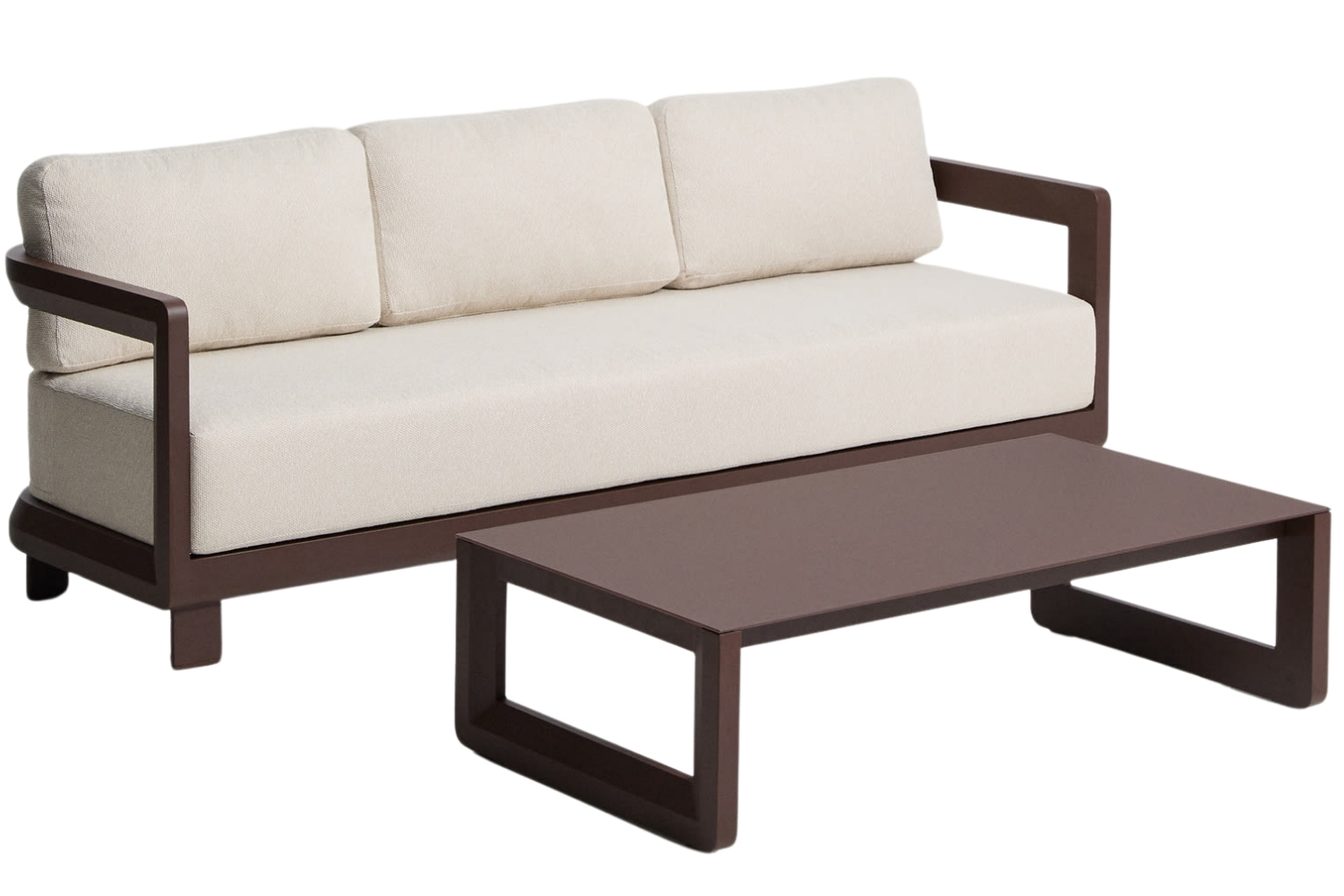 Kave Home Hnědo-béžový zahradní set pohovky a stolku Nerano