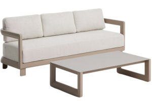 Kave Home Béžový zahradní set pohovky a stolku Nerano