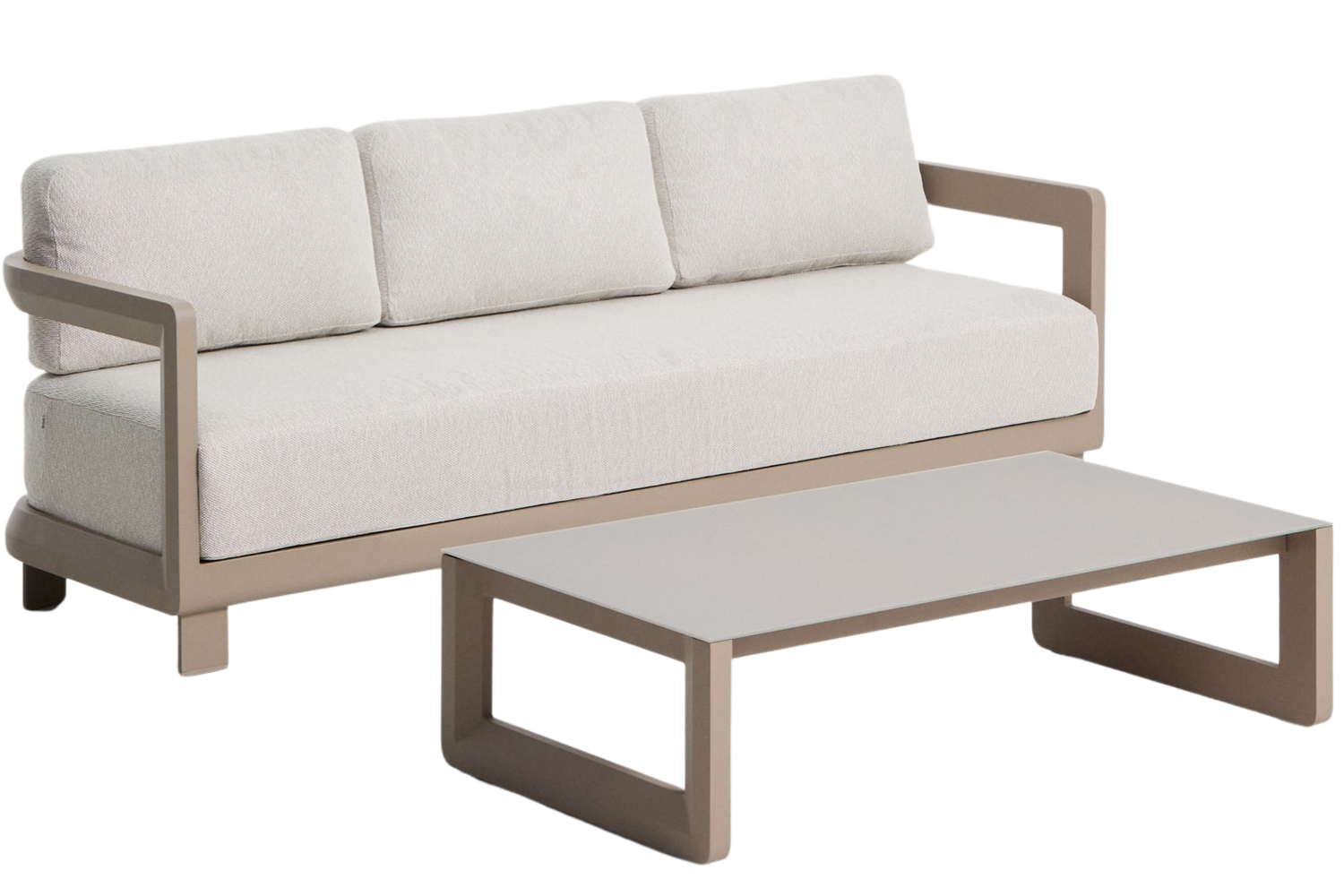 Kave Home Béžový zahradní set pohovky a stolku Nerano