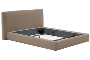 Kave Home Hnědá čalouněná dvoulůžková postel Blok 160 x 200 cm
