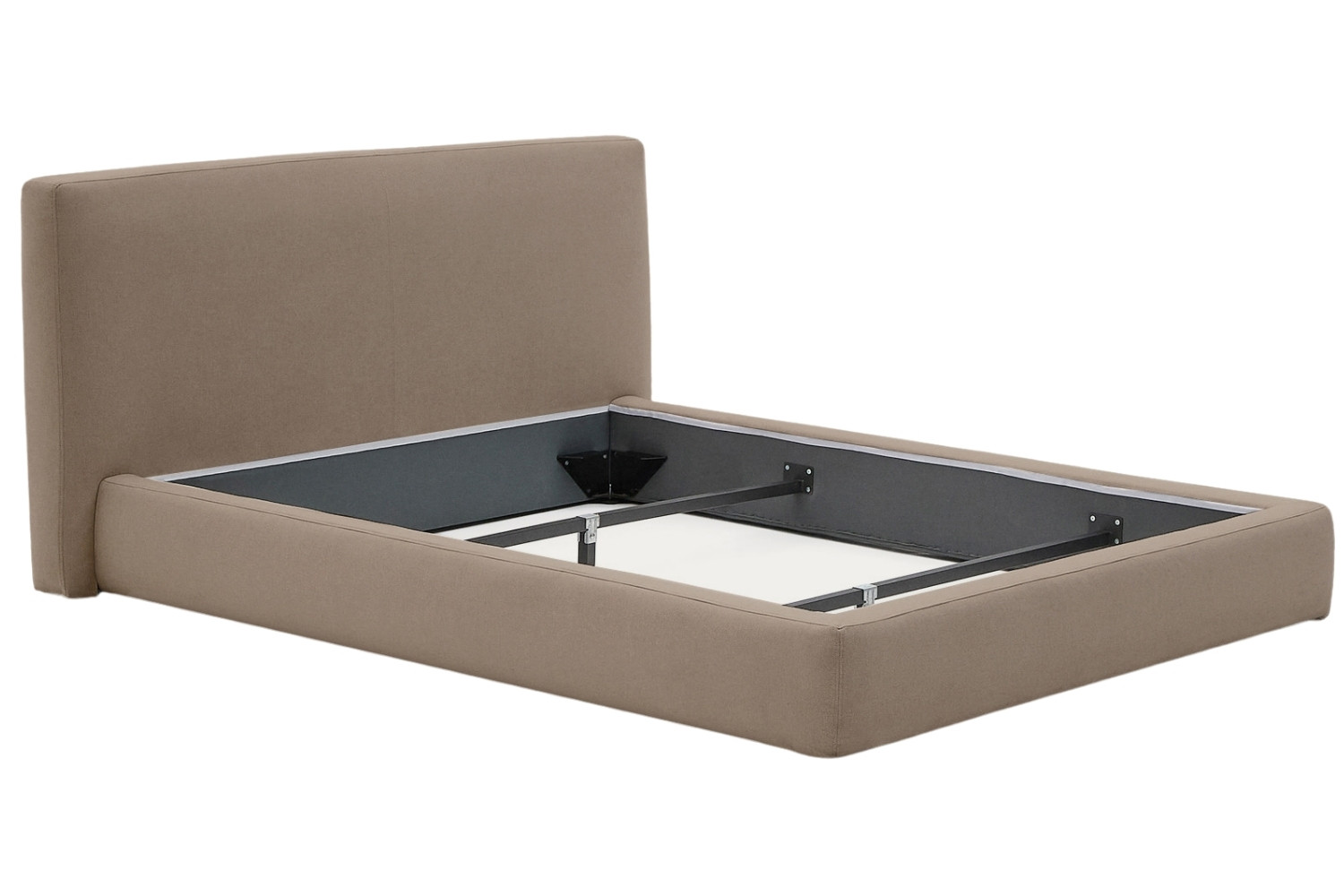 Kave Home Hnědá čalouněná dvoulůžková postel Blok 160 x 200 cm