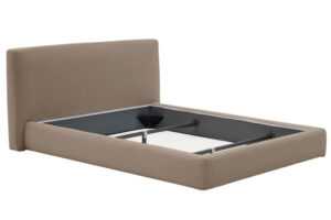 Hnědá čalouněná dvoulůžková postel Kave Home Blok 180 x 200 cm