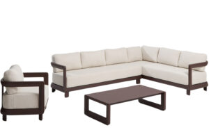 Kave Home Hnědo-béžový zahradní set rohové pohovky