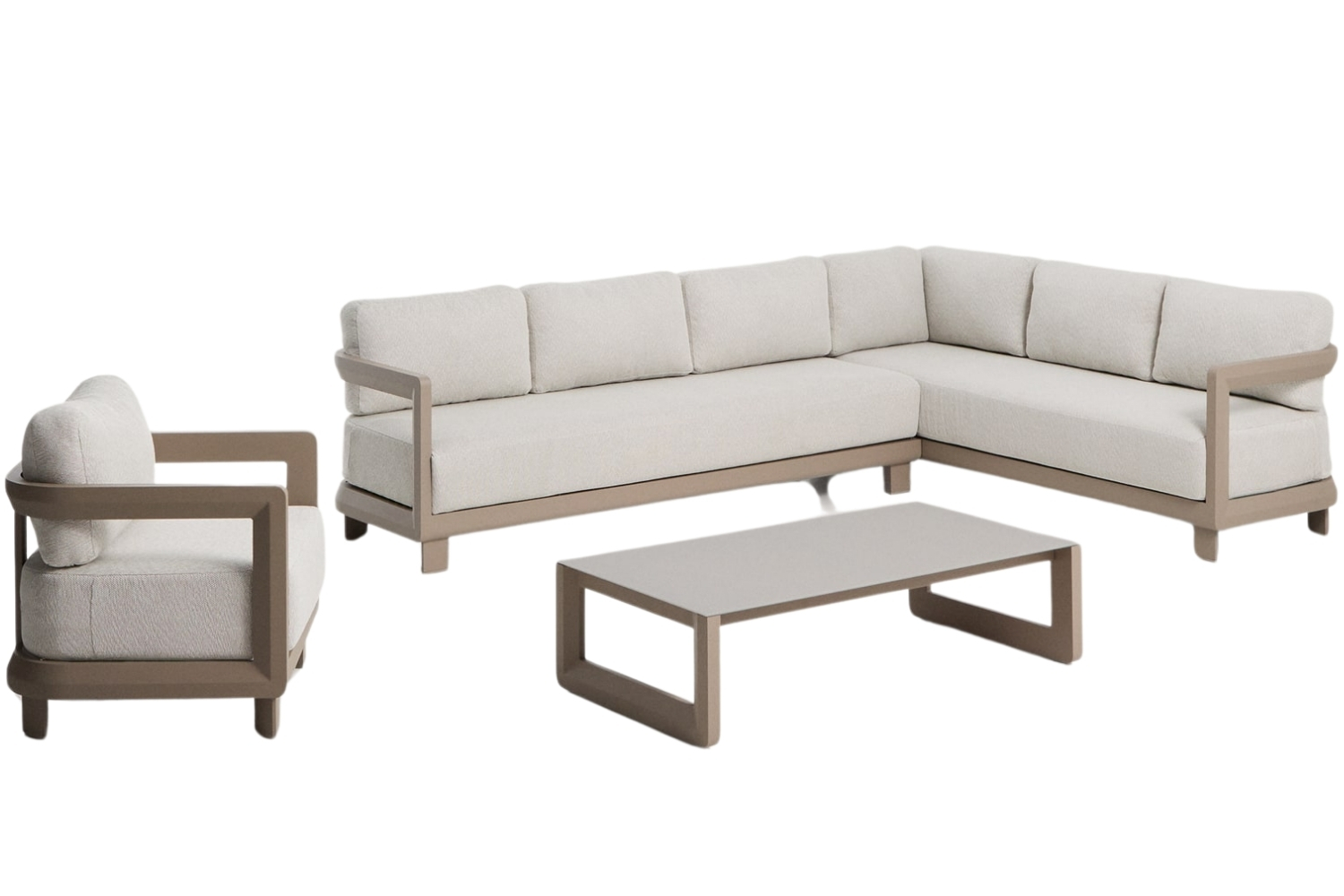 Kave Home Béžový zahradní set rohové pohovky