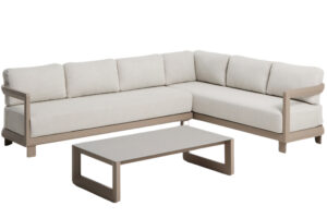 Kave Home Béžový zahradní set rohové pohovky a stolku Nerano