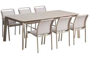 Kave Home Béžový zahradní set stolu Brela a šesti židlí Luri