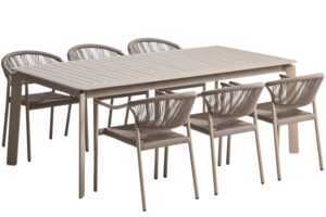 Kave Home Béžový zahradní set stolu Brela a šesti židlí Livadia