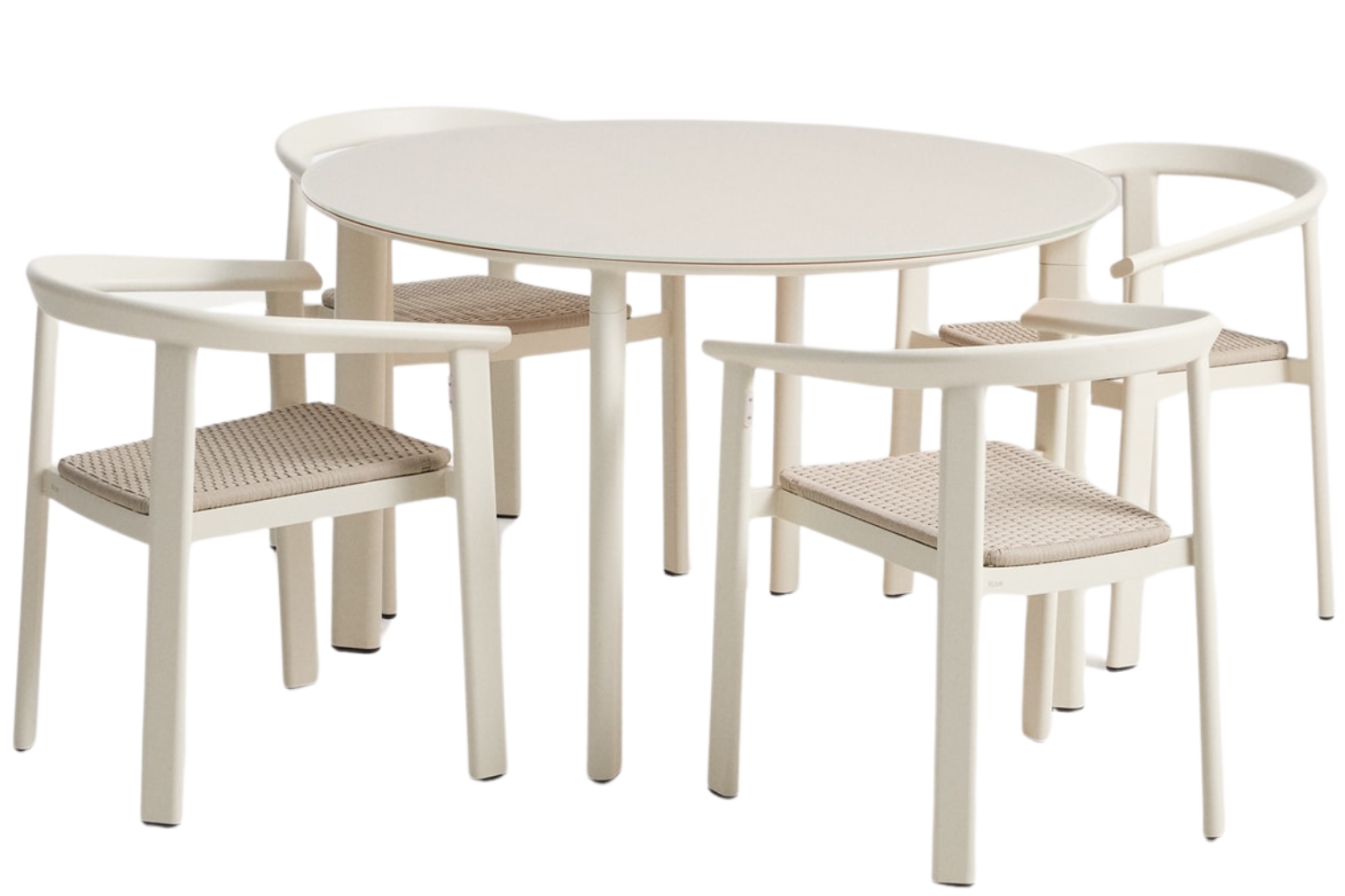 Kave Home Krémový zahradní set kulatého stolu a šesti židlí Erice