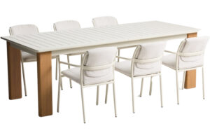 Kave Home Zahradní set kovového stolu Livorno a šesti židlí Linosa