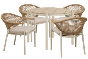 Nordic Living Béžový zahradní set stolu a čtyř židlí Ela