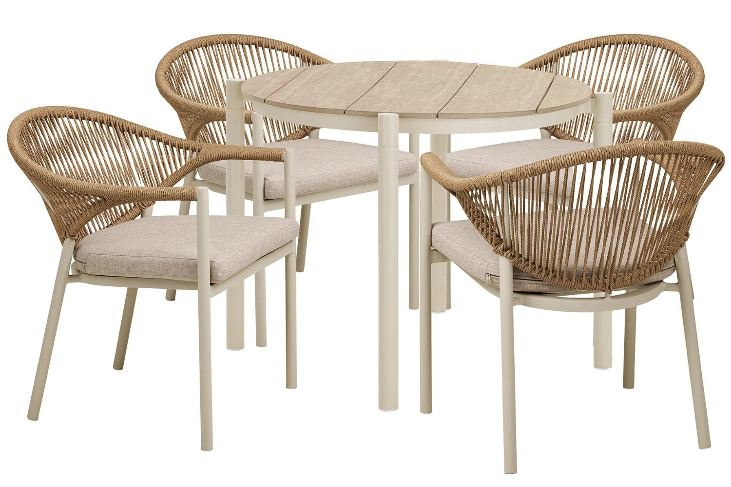 Nordic Living Béžový zahradní set stolu a čtyř židlí Ela