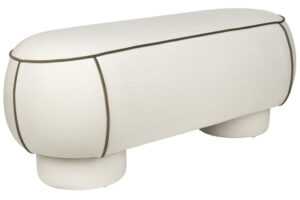 White Label Bílá čalouněná lavice MARINA 121 cm