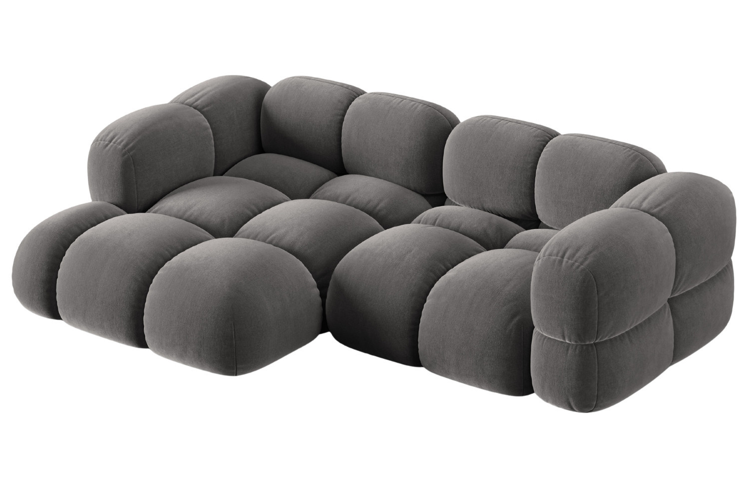 Cosmopolitan Design Šedá sametová rohová pohovka Loretto 250 cm