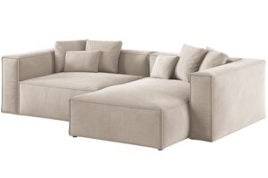 Cosmopolitan Design Světle béžová sametová rohová pohovka Aveiro 254 cm