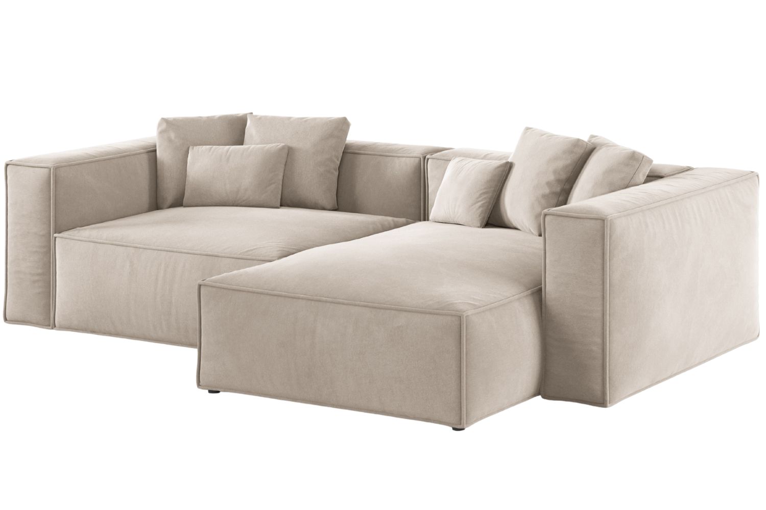 Cosmopolitan Design Světle béžová sametová rohová pohovka Aveiro 254 cm