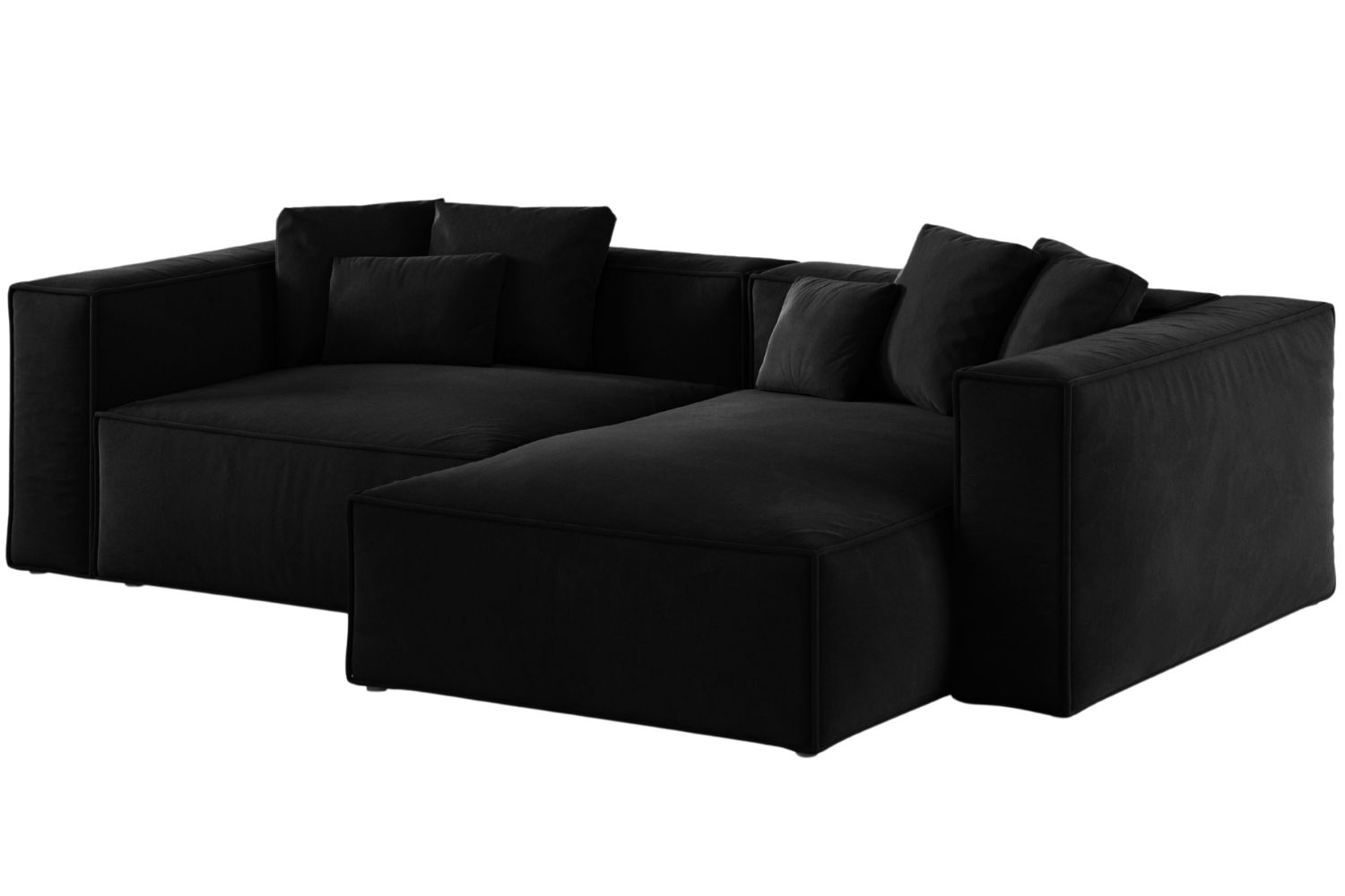 Cosmopolitan Design Černá sametová rohová pohovka Aveiro 254 cm