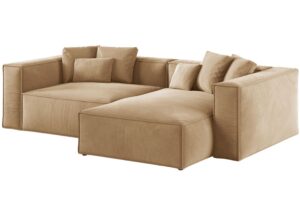 Cosmopolitan Design Béžová sametová rohová pohovka Aveiro 254 cm