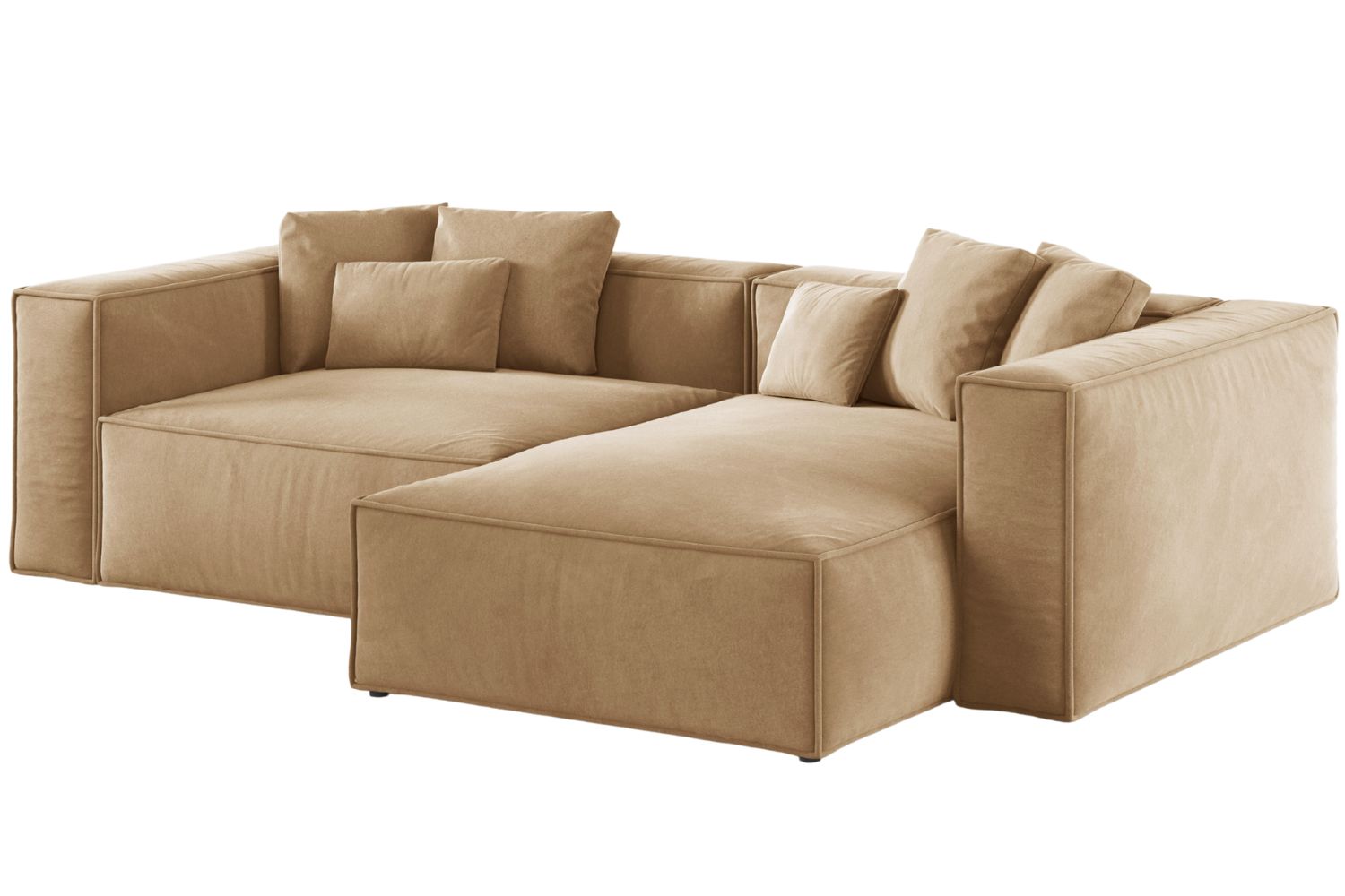 Cosmopolitan Design Béžová sametová rohová pohovka Aveiro 254 cm
